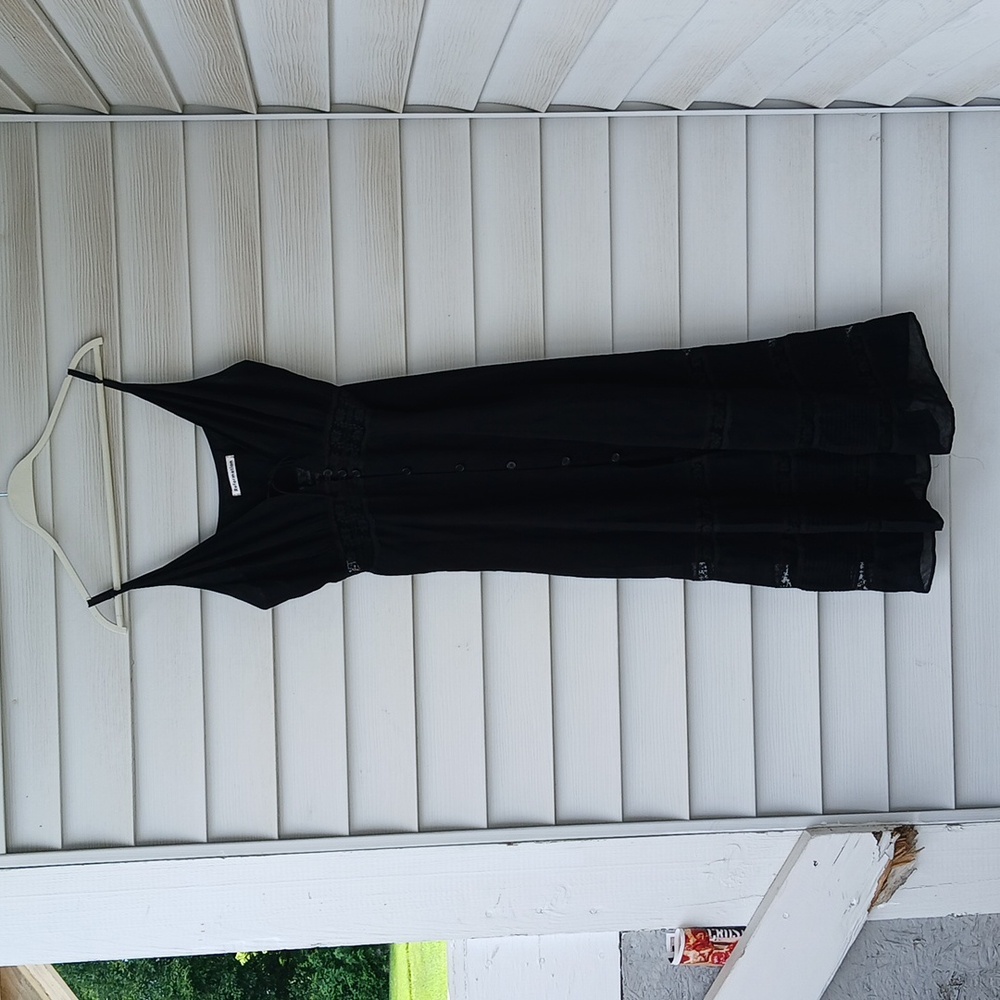 Reformation Black Midi Dress with Lace Insets - Picture 6 of 9